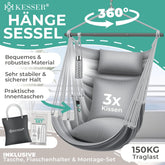 Hangstoel - Binnen & Buiten - Hangschommel - Tot 150kg - Grijs  - KESSER®